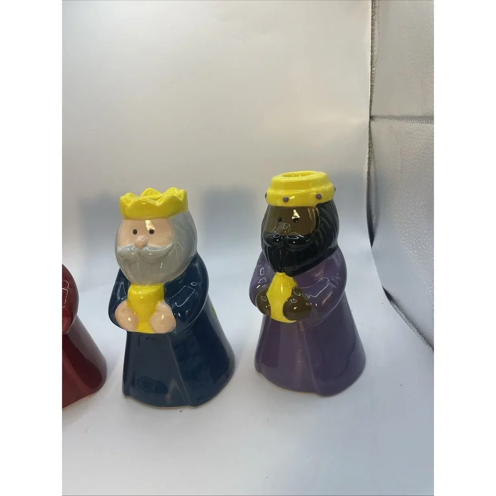 Three‎ 3 Wise Men Ceramic CHRISTMAS Candle Holders We Three Kings Magi Avon